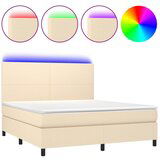 vidaXL Krevet box spring s madracem LED krem 160x200 cm od tkanine Cijene