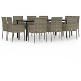  11-dijelni vrtni blagovaonski set crno-sivi od poliratana | Eponuda.com