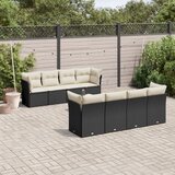  9-dijelni set vrtnih sofa s jastucima crni od poliratana Cijene