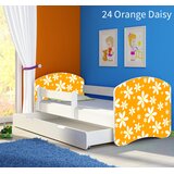  Dječji krevet ACMA s motivom, bočna bijela + ladica 140x70 cm 24 Orange Daisy | shoptok.hr