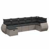 Maison Chic Seti vrtnega pohištva - Vrtna garnitura - Vrtni pohištvo set 7-delna z blazinami siv poli ratan, (21803069) | Shoptok.si