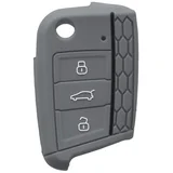 Silicone Key Cover Compatible with Volkswagen Golf 7 — Honeycomb Soft Key Fob Protector Gray, (5000152202)