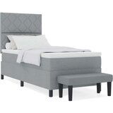 vidaXL Krevet s box springom s madracem i klupicom svijetlo sivi 90x200 cm tkanina | shoptok.hr