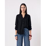 Vila Topi & Bluze VIGRACE V-NECK L/S LACE Črna | Shoptok.si