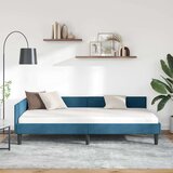 vidaXL Kotni posteljni okvir Modra 80 x 200 cm Samet in inženirski les | Shoptok.si