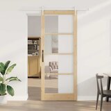  Klizna vrata 93 x 232 cm Masivna borovina i staklo Prirodna | shoptok.hr