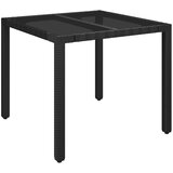  Vrtni stol sa staklenom pločom crni 90x90x75 cm od poliratana | shoptok.hr