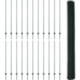 vidaXL Ograjne palice 11 kos U-oblikovane Zelene 150 cm iz jekla, Šesterokotna ograja Zelena 1,5x50 m iz jekla | Shoptok.si