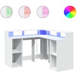 Maison Chic Pisalna miza - pisarniška miza - Računalniška miza z LED lučkami bela 130x130x91 cm inženirski les, (21785366) Cene