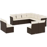 Maison Chic Seti vrtnega pohištva - Vrtna garnitura - Vrtni pohištvo set 11-delna z blazinami rjava poli ratan, (21816623) | Shoptok.si