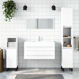 Maison Chic Kopalniška omarica - Kopalniški kabinet z ogledalom bela inženirski les, (21794848) | Shoptok.si