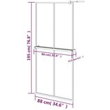 Pregrada za tuš s policom crna 90x195 cm staklo ESG i aluminij | shoptok.hr