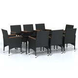  9-dijelni vrtni blagovaonski set s jastucima crni | shoptok.hr