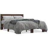  The Living Store Posteljni okvir rjav hrast 140x190 cm inženirski les in kovina - Posteljni Okvir, (21525847) | Shoptok.si