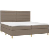 box spring s madracem LED smeđesivi 200x200 cm tkanina | shoptok.hr