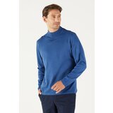 AC&Co / Altınyıldız Classics Men's Indigo Anti-Pilling Standard Fit Normal Cut Half Turtleneck Knitwear Sweater Cene