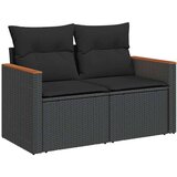 vidaXL Vrtna sedežna garnitura z blazinami 6-delna črn ratan/akacija | Shoptok.si