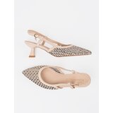 GOODIN Light beige openwork pumps with a low heel | Shoptok.si