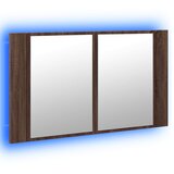  LED kupaonski ormarić s ogledalom boja hrasta 80x12x45 akrilni | shoptok.hr