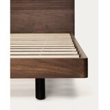 Kave Home Rjava zakonska postelja iz masivne breze z letvenim dnom 180x200 cm Norlen &amp;ndash; Slike