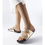 Gemre Golden lacquered mules with buckles Norcross Cijene