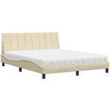 vidaXL Postelja z vzmetnico krem 160x200 cm blago | Shoptok.si