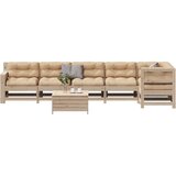The Living Store Vrtna sedežna garnitura 7-delna z blazinami trdna borovina - Vrtna Sedežna Garnitura, (21461607) | Shoptok.si