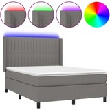  Box spring postelja z vzmetnico LED temno siva 140x200 cm blago, (20930218) | Shoptok.si