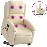 Maison Chic masažni naslanjač - Relax naslanjač s funkcijo vstajanja krem blago, (22062670) | Shoptok.si