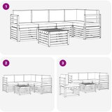  Sekcijska garnitura 6 pcs Prirodna i krem Čvrsto drvo akacije | shoptok.hr