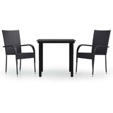  3-dijelni vrtni blagovaonski set crni Crna Dužina stola 80 cm | Shoptok.si