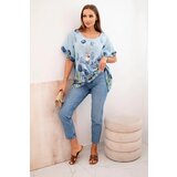 Kesi Włoski Women's cotton shirt with a floral pattern blue Cijene