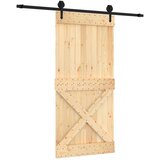  Klizna vrata Prirodna i crna 95 x 210 cm Čvrsta borovina | shoptok.hr