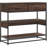 Maison Chic konzolna miza - miza ob steni rjav hrast 90x35x80 cm inženirski les, (21786375) Cene