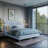 CARRYHOME postelja z vzmetnico 180 cm x 200 cm , tekstil modra | Shoptok.si