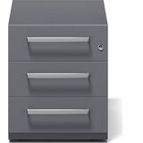 BISLEY Pomični predalnik Note™, 3 univerzalni predali, VxŠxG 495 x 420 x 775 mm, z ročajem, antracitno siv | Shoptok.si