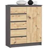 AKORD Komoda, 1 Vrata In 5 Predalov, Grafitno Siva/Hrast Artisan, (5000332387) | Shoptok.si