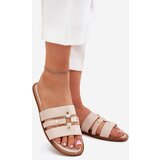 Boto Flat Women's Slippers With Golden Detail Beige Noroti | shoptok.hr