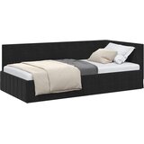  Kutni okvir kreveta s uzglavljem Crna 100 cm x 200 cm Baršun | shoptok.hr