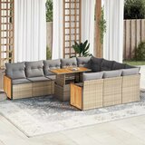 vidaXL Vrtna sedežna garnitura z blazinami 11-delna bež ratan/akacija, (21782603) | Shoptok.si