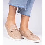 Gemre Dark beige women's loafers with a gold ornament Senna | Shoptok.si