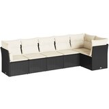 Maison Chic Seti vrtnega pohištva - Vrtna garnitura - Vrtni pohištvo set 6-delna z blazinami črna poli ratan, (21813325) | Shoptok.si