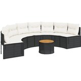  Vrtna sofa sa stolom i jastucima polukružna crna od poliratana | Eponuda.com
