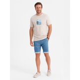 Ombre Men's denim shorts with rolled up leg - light blue | shoptok.hr