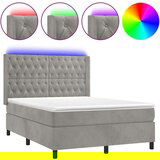  Box spring postelja z vzmetnico LED svetlo siva 140x200cm žamet, (20790620) | Shoptok.si