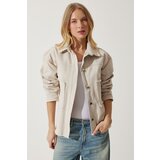  Women's cream wide pocket oversize gabardine jacket | ePonuda.com