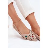 Boto Women's Ballerinas Decorated With Crystals Beige Valena | shoptok.hr