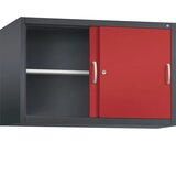 C+P ACURADO zgornja omarica z drsnimi vrati, 1 polica, VxŠxG 790 x 1200 x 500 mm, črno sive / ognjeno rdeče barve | Shoptok.si