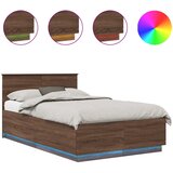  Krevetna konstrukcija s LED trakama Smeđi hrast 135 x 190 cm | shoptok.hr