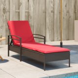 vidaXL ležalnik na soncu z blazino Rjava 63x200x81 cm Poli ratan | Shoptok.si